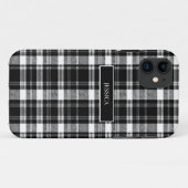 黒いパーソナライズされた格子模様の白の名モダン前 Case-Mate iPhoneケース (裏面(横))