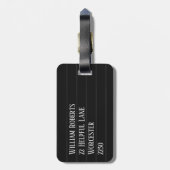 黒いパーソナライズされた梅毒 ラゲッジタグ (裏面縦)