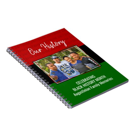 黒いパーソナライズされた歴史月家族の写真 ノートブック
