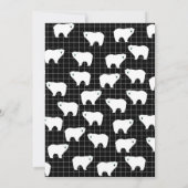 黒いパーソナライズされた背景に白クマのカード サンキューカード (裏面)