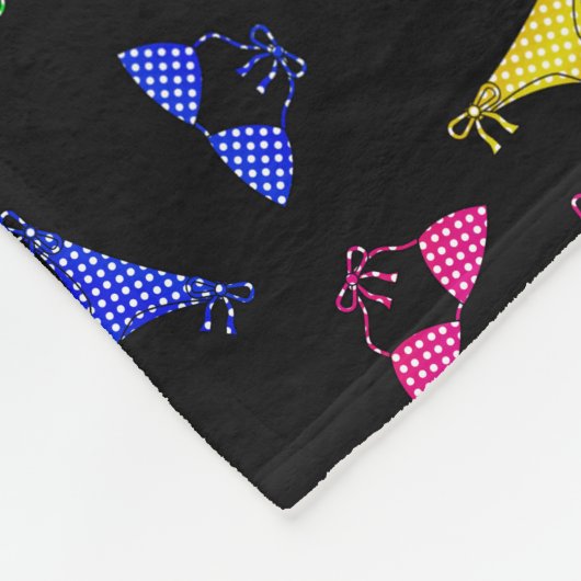 黒いパーソナライズされた虹ビキニ フリースブランケット (角)