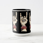 黒いパーソナライズされた角を上げる ツートーンマグカップ (中央)