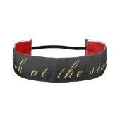 黒いパーソナライズされた金ゴールドとキラキラ アスレチックヘッドバンド (正面)