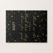 黒いパーソナライズされた金ゴールドとキラキラ ジグソーパズル (横)