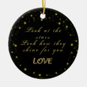 黒いパーソナライズされた金ゴールドとキラキラ セラミックオーナメント (正面)