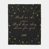 黒いパーソナライズされた金ゴールドとキラキラ フリースブランケット (正面)