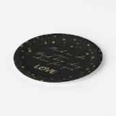 黒いパーソナライズされた金ゴールドとキラキラ ペーパープレート (アングル)
