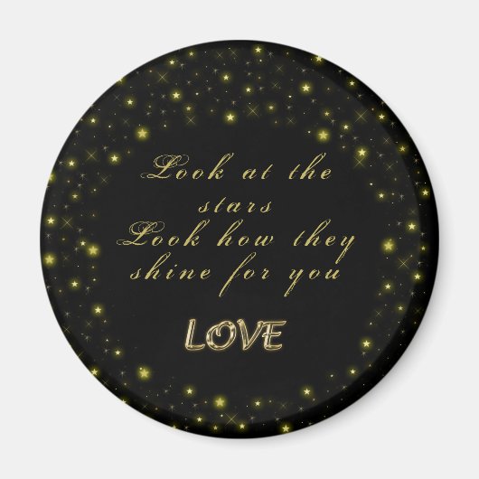 黒いパーソナライズされた金ゴールドとキラキラ マグネット (正面)