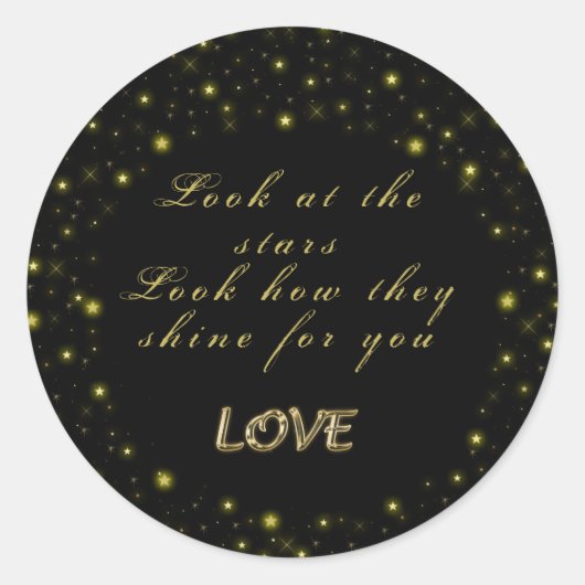 黒いパーソナライズされた金ゴールドとキラキラ ラウンドシール (正面)