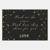 黒いパーソナライズされた金ゴールドとキラキラ ラッピングペーパーシート (正面3)