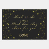 黒いパーソナライズされた金ゴールドとキラキラ ラッピングペーパーシート (正面)