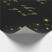 黒いパーソナライズされた金ゴールドとキラキラ ラッピングペーパー (角)