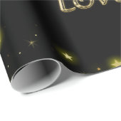 黒いパーソナライズされた金ゴールドとキラキラ ラッピングペーパー (ロールコーナー)