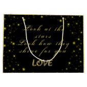 黒いパーソナライズされた金ゴールドとキラキラ ラージペーパーバッグ (裏面)