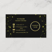 黒いパーソナライズされた金ゴールドとキラキラ 名刺 (裏面)