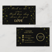 黒いパーソナライズされた金ゴールドとキラキラ 名刺 (正面/裏面)