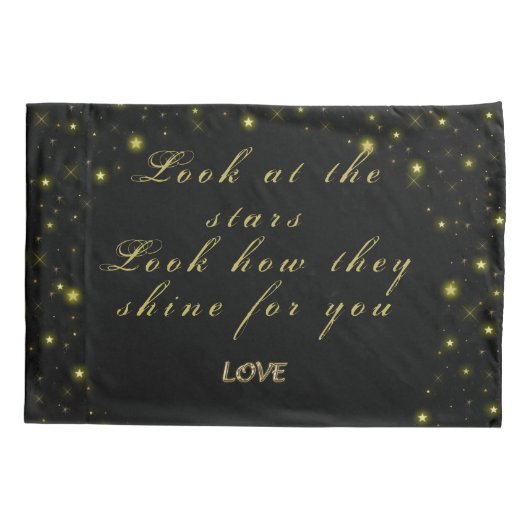 黒いパーソナライズされた金ゴールドとキラキラ 枕カバー (裏面)
