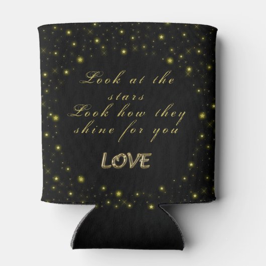 黒いパーソナライズされた金ゴールドとキラキラ 缶クーラー (裏面)