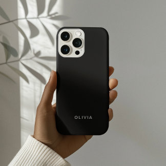 「黒いパーソナライズされた電話ケースと名前をカスタムする | iPhone 16 PROケース