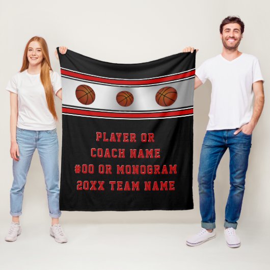 黒いパーソナライズな年長のバスケットボールのギフトのアイディア フリースブランケット (インサイチュ)