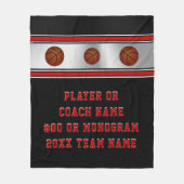 黒いパーソナライズな年長のバスケットボールのギフトのアイディア フリースブランケット (正面)