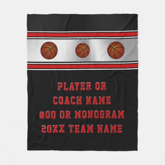 黒いパーソナライズな年長のバスケットボールのギフトのアイディア フリースブランケット (正面)
