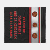 黒いパーソナライズな年長のバスケットボールのギフトのアイディア フリースブランケット (正面(横))