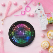 黒いパーティーの紙皿のカラフルなディスコの球 ペーパープレート (パーティー)