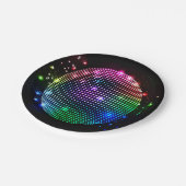 黒いパーティーの紙皿のカラフルなディスコの球 ペーパープレート (アングル)