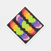 黒いパーティーナプキンスとレインボーカラーハート スタンダードランチョンナプキン (角)