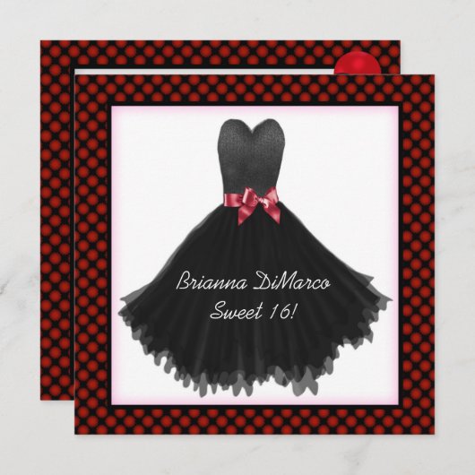 黒いパーティー向きのドレスの招待状 招待状 (正面/裏面)