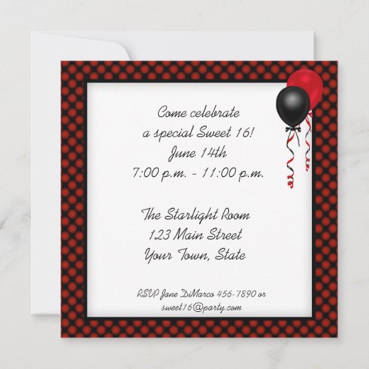 黒いパーティー向きのドレスの招待状 招待状 (裏面)