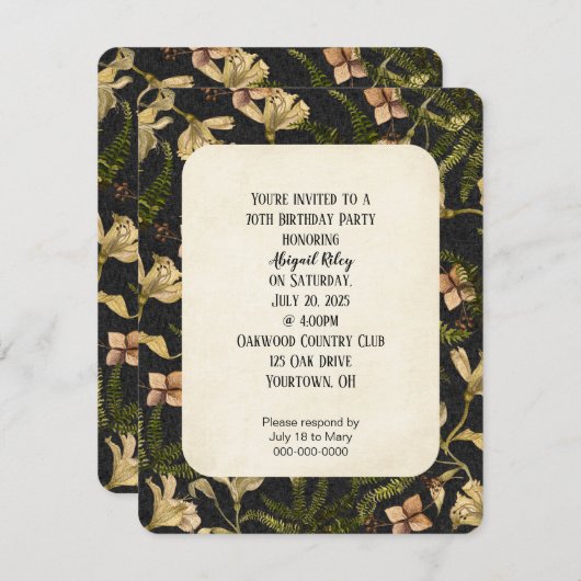 黒いパーティー招待状 招待状 (正面/裏面)