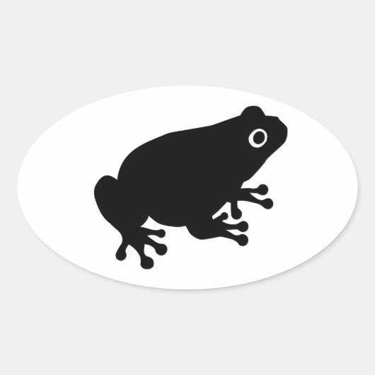 黒いヒキガエルのカエル 楕円形シール (正面)