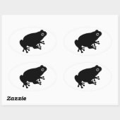 黒いヒキガエルのカエル 楕円形シール (シート)