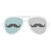 黒いヒップスターの口ひげ アビエーターサングラス (正面)