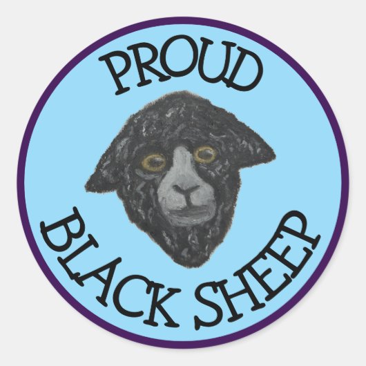 黒いヒツジ青\紫ステッカー ラウンドシール (正面)