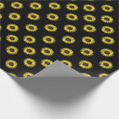 黒いヒマワリパターン包装紙 ラッピングペーパー (角)