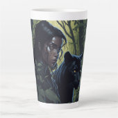 黒いヒョウの女の子 カフェラテマグ (正面)