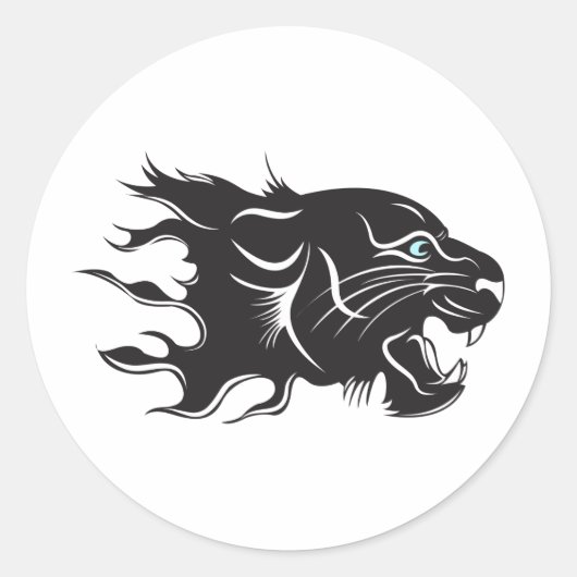 黒いヒョウ青い目 ラウンドシール (正面)