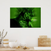 黒いヒョウ(緑) ポスター (キッチン)