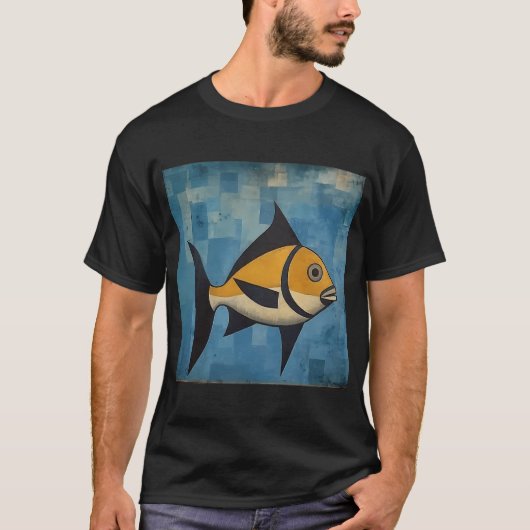 黒いヒレの黄色い魚 Tシャツ (正面)