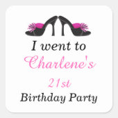 黒いヒールの靴と黒い水玉模様'私は行った' スクエアシール (正面)