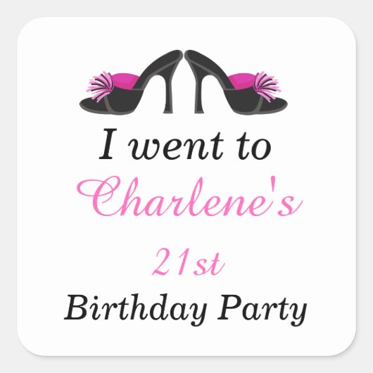 黒いヒールの靴と黒い水玉模様'私は行った' スクエアシール (正面)