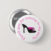 黒いヒールの靴「ありがとう来」 缶バッジ (正面&裏面)