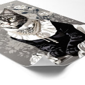 黒いビクトリアン服を着た猫 ポスター (角)