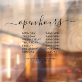 黒いビジネスの営業時間エレガントのスクリプトサイン ウィンドウサイン