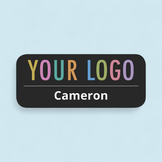 黒いビジネス名タグ（角が丸いロゴ） 名札