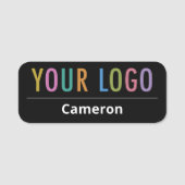 黒いビジネス名タグ（角が丸いロゴ） 名札 (正面)