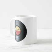 黒いビニール音楽記録ラベルの飲み物用品 コーヒーマグカップ (正面左)